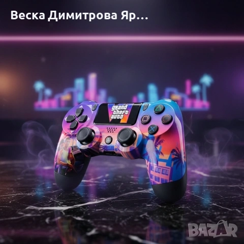 Безжичен джойстик за PS4 с тъчпад, вибрация и LED осветление – FC25 / GTA дизайн, снимка 5 - Аксесоари - 53111211