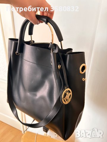 Дамска черна чанта Polo , снимка 1 - Чанти - 44350360