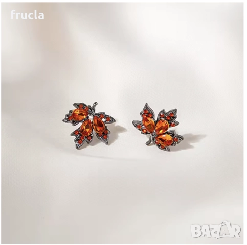 Есенни Обеци Кленови Листа, снимка 3 - Обеци - 52343375