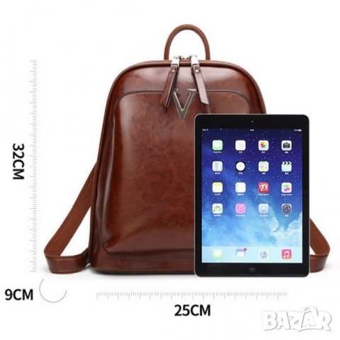 Дамска чанта-раница Angel Brown Естествена кожа, снимка 4 - Чанти - 40585104