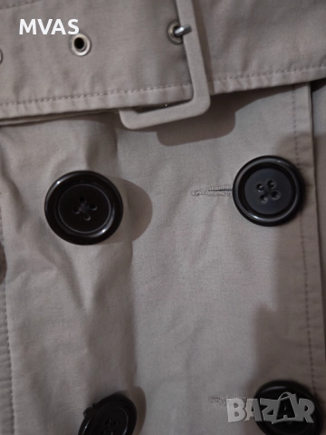 Нов дамски есенен шлифер тренчкот сиво бежов XS размер, снимка 4 - Шлифери - 51857659