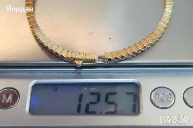 Дамска сребърна гривна с камъни и с позлата, снимка 11 - Гривни - 48500105