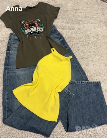 🔥Всичко за 15€🔥! Дънки, тениска Kenzo (оригинална), топ