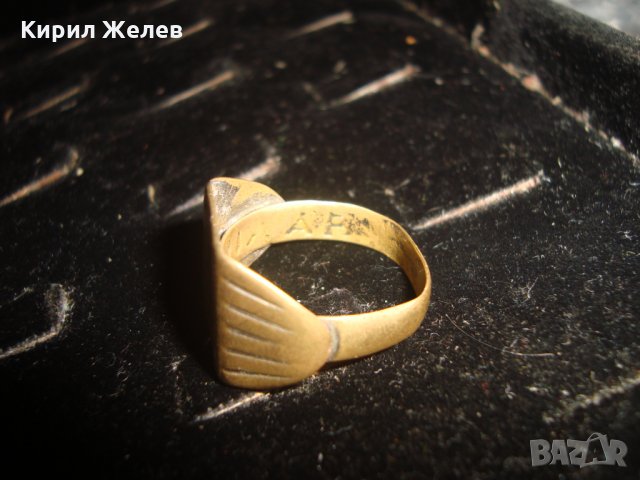 19 ВЕК БРОНЗОВ РЯДЪК ПРЪСТЕН РЪЧНА МАЙСТОРСКА ИЗРАБОТКА с НАДПИСИ ОТВЪТРЕ 24848, снимка 2 - Антикварни и старинни предмети - 34370450
