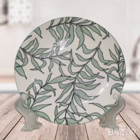 Порцеланова чиния с пластмасова поставка 19см, Листа 2, снимка 1