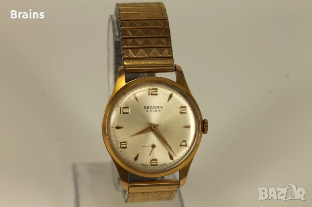 1960's SECORY Позлатен Швейцарски Ръчен Часовник, снимка 2 - Мъжки - 52380186