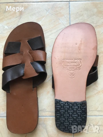 Мъжки кожени чехли, ръчна изработка , снимка 2 - Мъжки чехли - 51114069