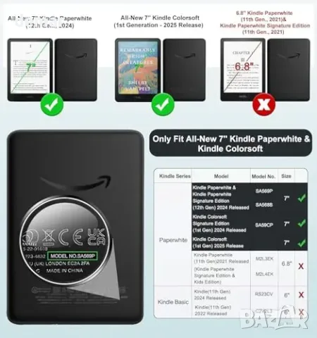 Черен калъф E NET-CASE с цип за Kindle Paperwhite 12 и Colorsoft 2024, снимка 2 - Други стоки за дома - 56228539