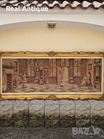 Уникален огромен антикварен колекционерски белгийски гоблен , снимка 3 - Гоблени - 50645143