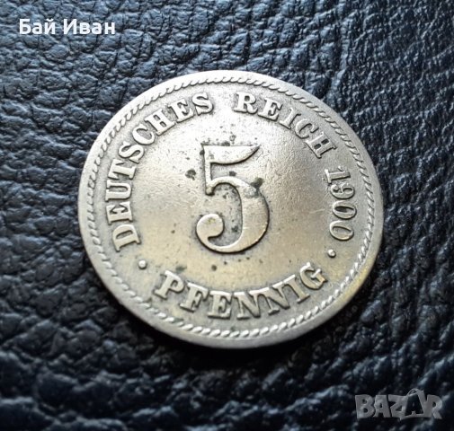 Стара монета 5 пфенига 1900 г. буква F - Германия- рядка ,124 годишна ! , снимка 9 - Нумизматика и бонистика - 39724270