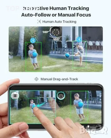 Нова Смарт Камера ZOSI 2.5K с Двоен Обектив и Авто Проследяване Охрана, снимка 3 - IP камери - 49292026