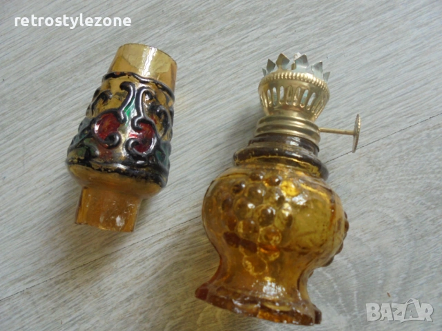 № 8479 Стара малка стъклена газена лампа – декоративна, винтидж  , снимка 3 - Други ценни предмети - 47646485