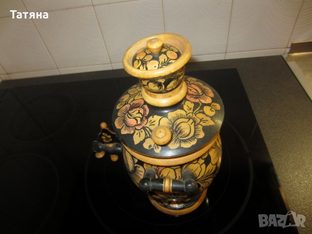         СУВЕНИРИ  купа от ТИКОВО ДЪРВО  ; СТАР РУСКИ САМОВАР;КОЖЕНО ШИШЕ  - КУЧЕ   , снимка 7 - Антикварни и старинни предмети - 28689488