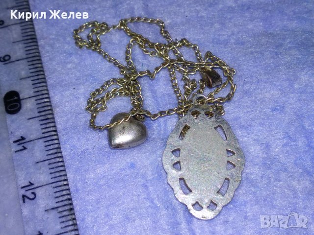СТАРО ПОСРЕБРЕНО АР НУВО МЕДАЛЬОНЧЕ със СЪРЧИЦЕ и ВЕРИЖКА 37710, снимка 2 - Антикварни и старинни предмети - 40684779