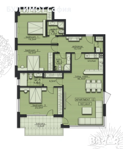 ПРОСТОРЕН! ОТЛИЧНА ЛОКАЦИЯ! Четиристаен апартамент в бутикова сграда в кв. Бъкстон, снимка 2 - Апартаменти - 53945656