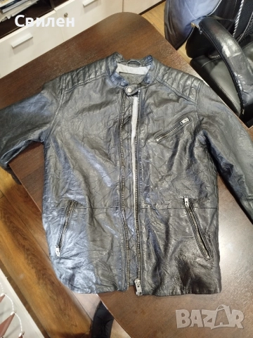 Мъжко кожено яке Jack Jones Leather M, снимка 2 - Якета - 52074335