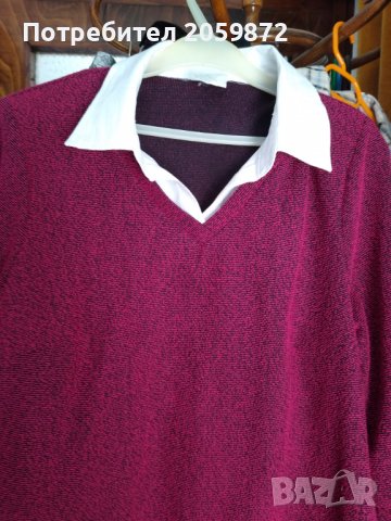 Блуза с бяла яка