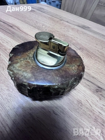 Винтидж настолна запалка с ръчно изработена основа от алабастър, снимка 5 - Запалки - 53078766
