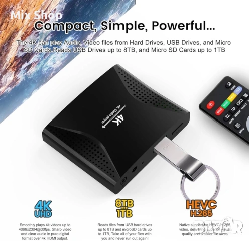 Нов 4K Ultra-HD цифров медиен плейър, снимка 7 - Приемници и антени - 53901422