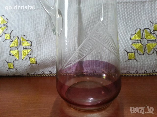 ретро стъклена кана гравирана , снимка 3 - Антикварни и старинни предмети - 40780387