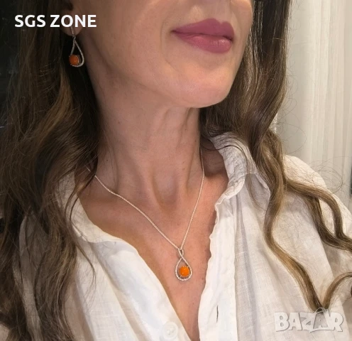 Обеци сребро 925 с естествен опал, снимка 9 - Обеци - 51272924