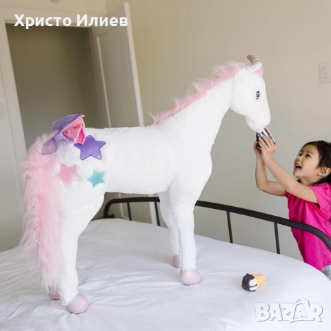 Плюшен еднорог Melissa and Doug 114см, снимка 7 - Плюшени играчки - 51999530