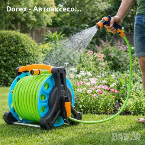 Градински маркуч с пистолет и макара 15 м. или 20 м. , снимка 6 - Аксесоари и консумативи - 54366258