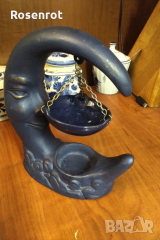 НАМАЛЕН Арт Нуво рядък керамичен свещник , снимка 4 - Антикварни и старинни предмети - 30925316