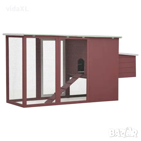 vidaXL Кокошарник за открито с 1 отделение за яйца, кафяв, дървен, снимка 3 - Кокошки и пуйки - 56146271