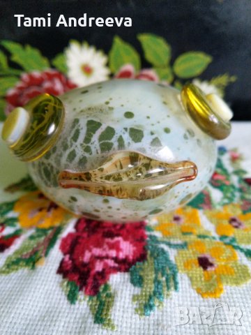 Стъклена жаба, снимка 1 - Антикварни и старинни предмети - 31647317