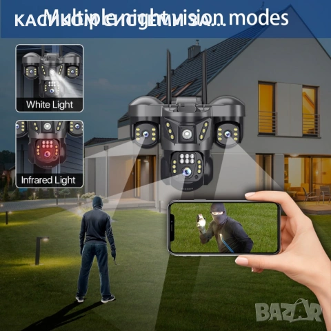 Камера външна, Smart, PTZ, WiFi, 6MP, V380 Pro, снимка 3 - IP камери - 53105236