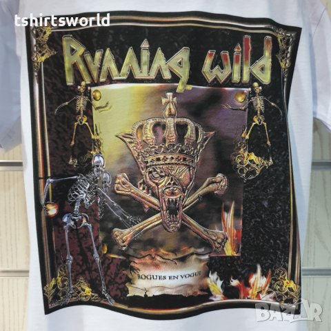 Нова детска тениска с дигитален печат на музикалната група Running wild - Rogues en Vogue, снимка 2 - Детски тениски и потници - 37177297