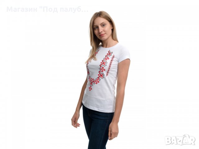 Нова дамска бяла тениска с трансферен печат Шевица, Етно мотив, България, снимка 17 - Тениски - 29964888