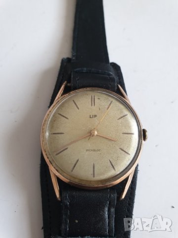 Мъжки позлатен механичен часовник Lip, снимка 3 - Антикварни и старинни предмети - 39603934