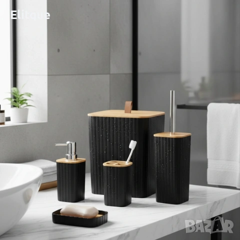 Комплект аксесоари за баня и тоалетна 6 части Cheffinger, снимка 4 - Други стоки за дома - 53165695