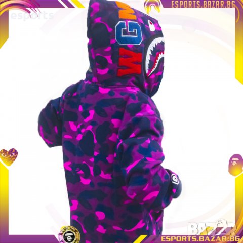 Casual Суичър Bape A Bathing Ape Purple Camo M L XL 2XL (блуза с качулка) 