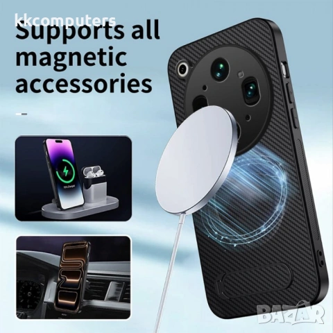 WANLONFENG QT Магнитен Калъф за Oppo Find X9 Ultra 5G - PC+TPU, Карбон текстура, Стойка, 4 цвята, снимка 6 - Калъфи, кейсове - 54266025