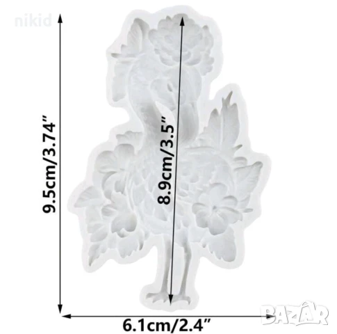 Право фламинго с цветя вишнев цвят силиконов молд форма фондан шоколад гипс декор, снимка 2 - Форми - 51395255