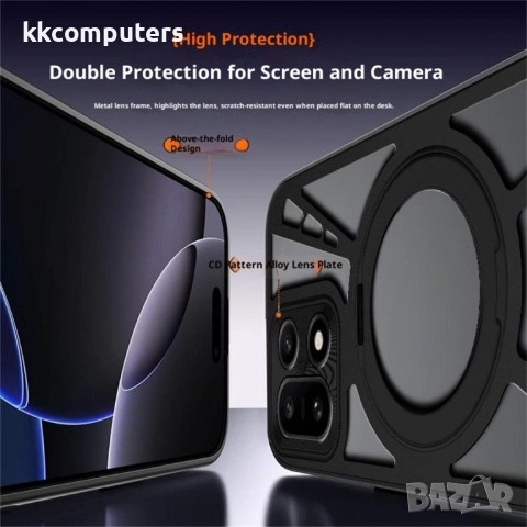 Магнитен калъф за OnePlus 15 5G- TPU + PC + Метал, MagSafe, Стойка, Защита от прегряване, Вкл. Проте, снимка 5 - Резервни части за телефони - 52610739