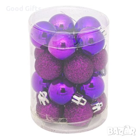 20 броя Комплект Лилави коледни топки, 3см, снимка 2 - Други стоки за дома - 42685724