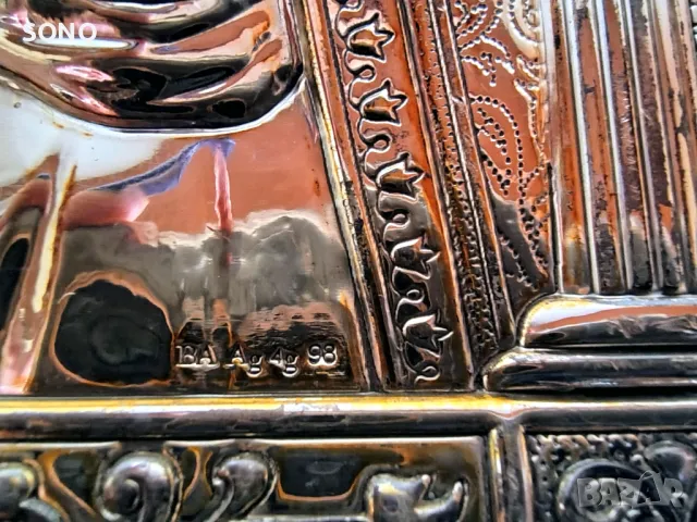 Прекрасна Сребърна Икона Върху Стъкло, снимка 6 - Икони - 49641043