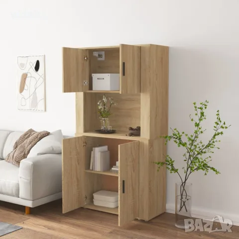 vidaXL Висок шкаф, сонома дъб, инженерно дърво, снимка 3 - Бюфети - 56146723