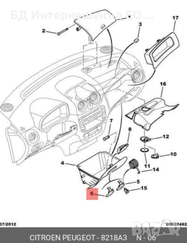 8218.A3  Дръжка за отваряне на жабка, Citroen C2 C3 MK1 C-Elysee, Черен, снимка 3 - Части - 50966726