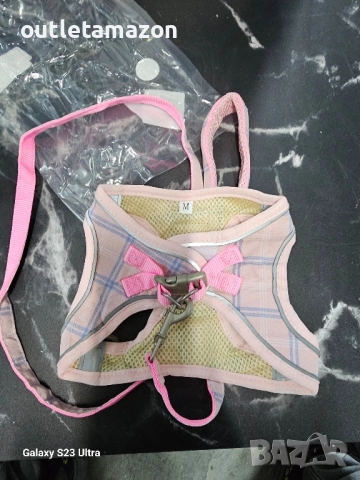 Комплект нагръдник с каишка Zichen, розов, за кучета и котки, със светлоотразителна лента, снимка 2 - За кучета - 52548119