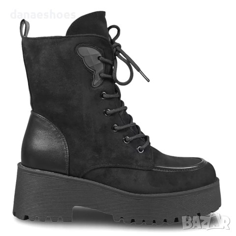 Дамски боти тип кубинка от еко велур , снимка 4 - Дамски боти - 52328755