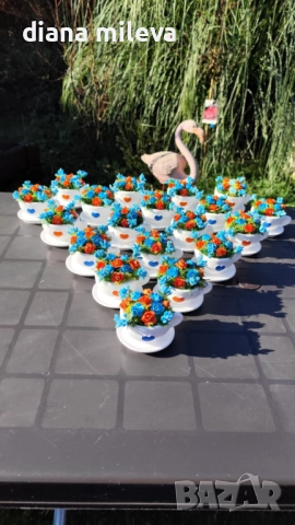 Сладурски чашки с нежни цветлета в синьо и оранжево!!, снимка 14 - Декорация за дома - 52934862