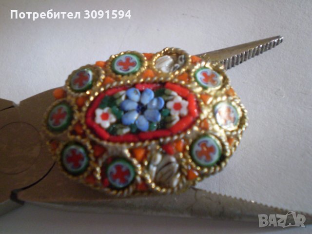  брошка венецианска мозайка, снимка 8 - Антикварни и старинни предмети - 35510309