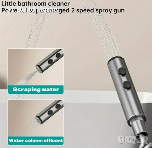 Стенна душ система с 4 бутона, дъждовна глава, ръчен душ и 2-в-1 биде спрей – Gunmetal, снимка 4 - Душове - 51625858