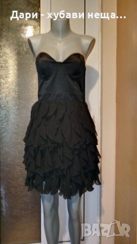 Черна парти рокля с волани - сатен и шифон 🍀♥️М(38)♥️🍀арт.4448 , снимка 1 - Рокли - 37646569