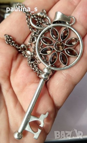 Винтидж / Раух топази / Зашеметяващо старо сребърно колие / проба 925 